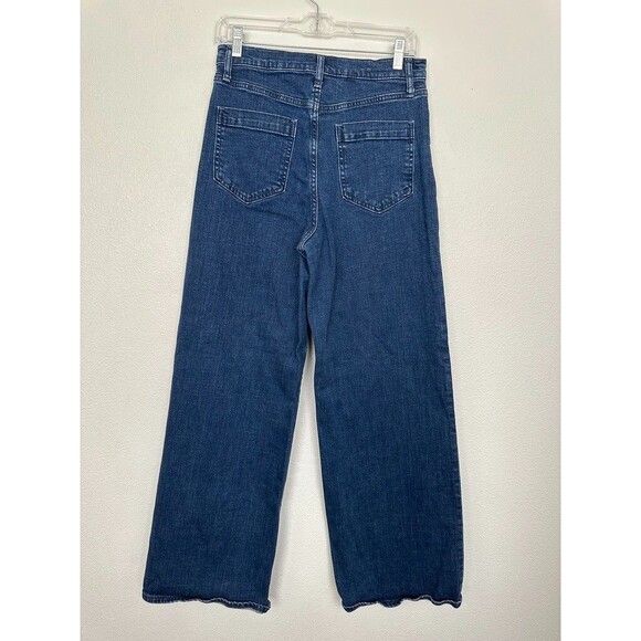 GAP High Rise Wide Leg Button Fly Indigo Blue Jeans Cotton Women's 28T 28 Tall - Picture 5 of 9